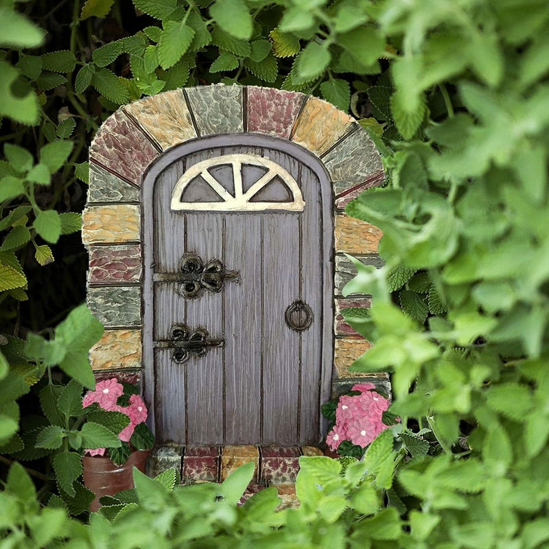 JIUMO Fairy Doors Outdoor Miniature Fairy Garden Doors for Trees Fairies Door Wall Hanging Garden Ornaments Decor Gifts Tree Decor Ornaments Fairy Gnome Home - Image 5
